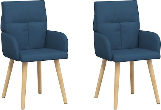 Ess- und Küchenstühle mit Stoffbezug Blau 2Stücke 60x56x96cm