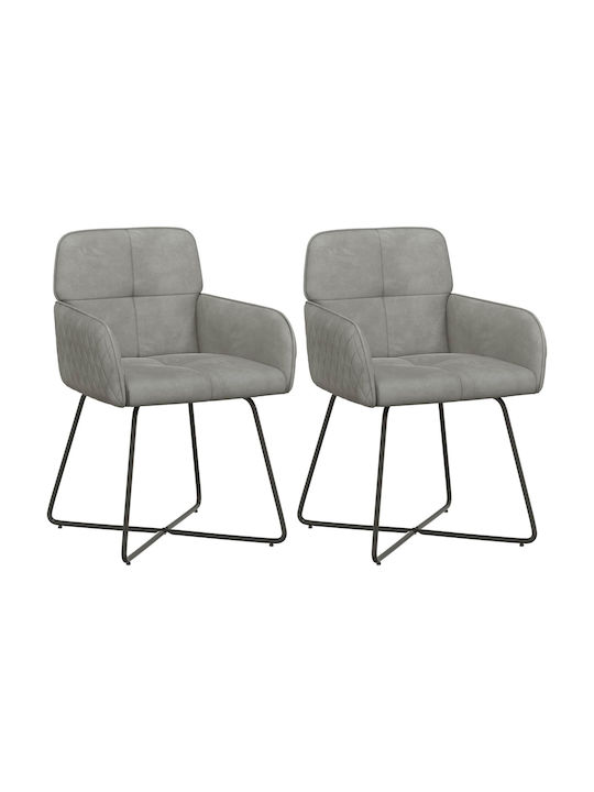 Dining Velvet Grey Armchairs 2 Pieces 59x56.5x86cm