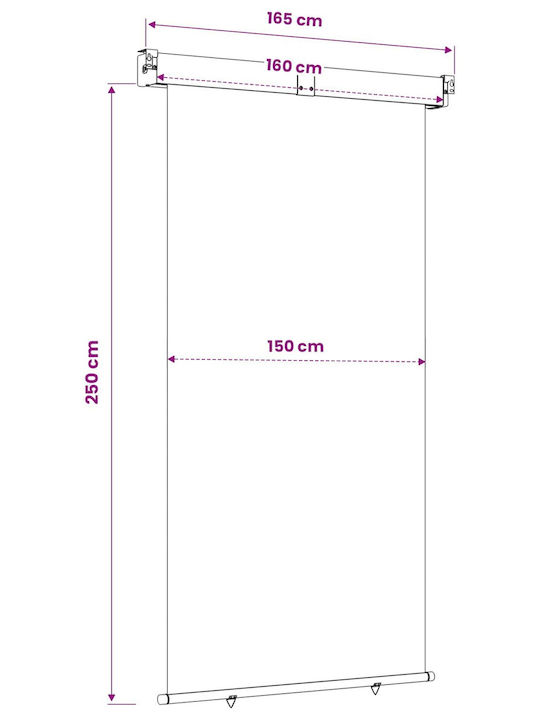vidaXL Seitliche Terrassenmarkise Grau 1,6x2,5m