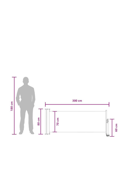 vidaXL Странична Тента За Тераса Кафява 0.8x3m
