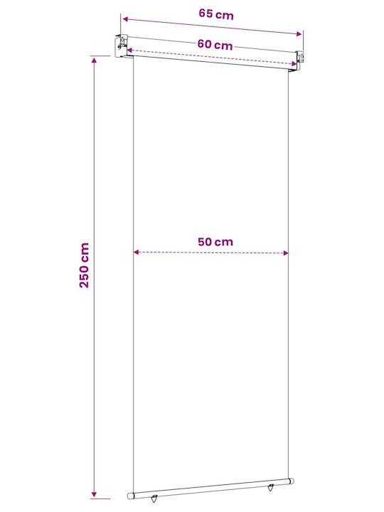 vidaXL Seitliche Markise Terrasse Grau 0.6x2.5m