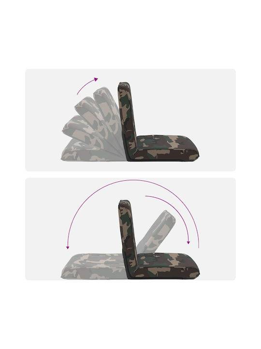 Taburet Camera De Zi Pliabil Cu Spătar Și Spațiu De Depozitare Verde Militar 50x73x60cm