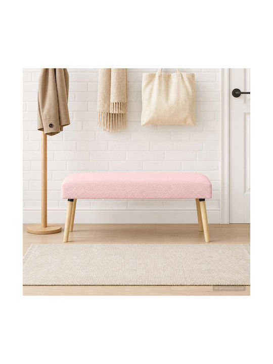 Fabric Upholstered Bench Stool Pink 46x110x40cm
