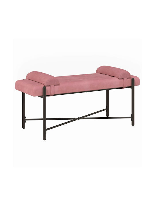 Velvet Upholstered Bench Stool Pink 46x110x40cm