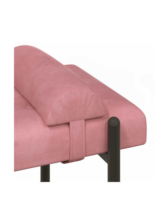 Velvet Upholstered Bench Stool Pink 46x110x40cm