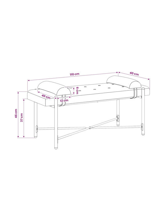 Velvet Upholstered Bench Stool Pink 46x110x40cm