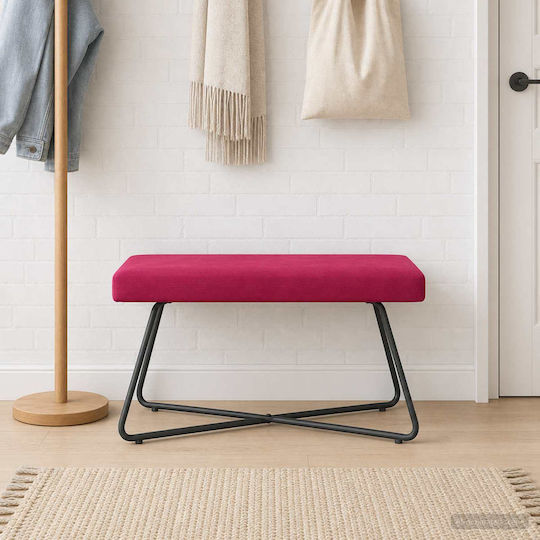 Samt Tabouret Mit Roter Bezug 80x40x45cm