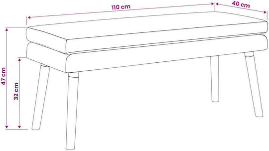 Ταμπουρέ Επενδυμένο με Ύφασμα Μπλε Τζην 110x40x47εκ.