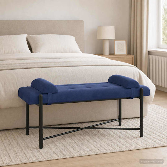 Samt Bankhocker Blau Polizei 110x40x46cm