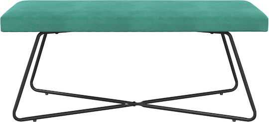 Velvet Upholstered Bench Stool Turquoise 45x110x40cm
