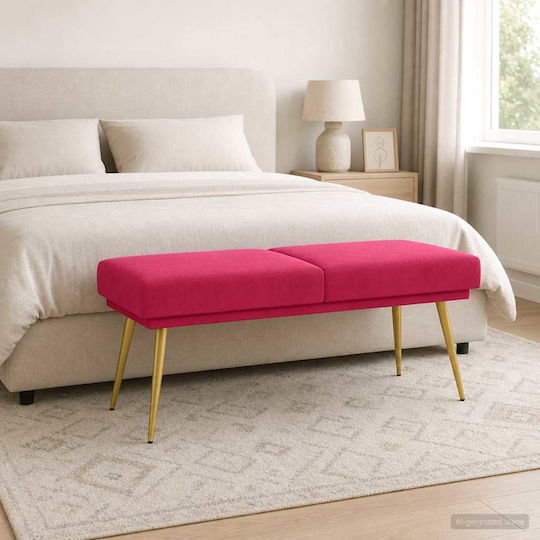 Bench Stool Upholstered with Red Velvet 120x45x46cm