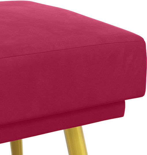 Bench Stool Upholstered with Red Velvet 120x45x46cm