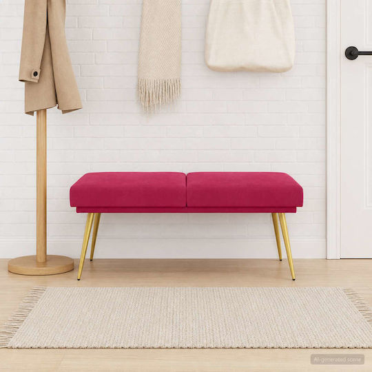 Bench Stool Upholstered with Red Velvet 120x45x46cm