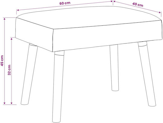 Fabric Upholstered Bench Stool Dark Grey 60x40x45cm