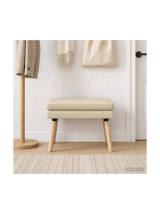 Fabric Upholstered Bench Stool Cream 60x40x46cm