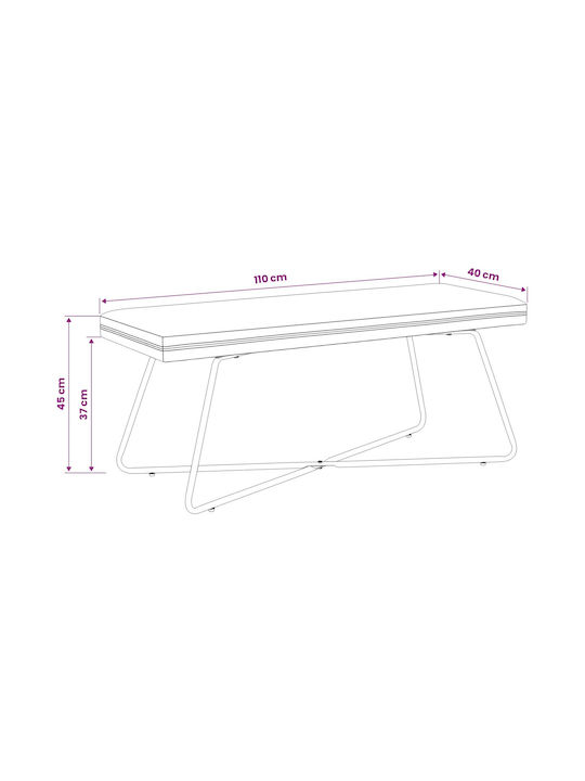 Samt Tabouret Rosa 45x110x40cm