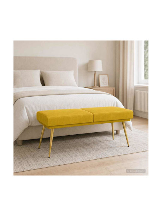 Taburet Tapițat Cu Catifea Galben 120x45x46cm