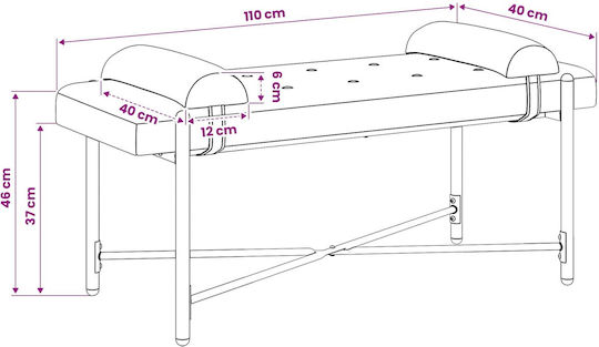 Столче за пейка Облечено в Кадифе Синьо 46x110x40см