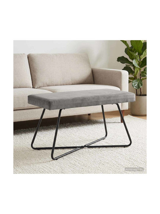 Samt Tabouret Bezogen Mit Hellgrau 80x40x45cm
