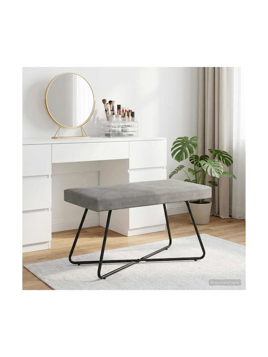 Samt Tabouret Bezogen Mit Hellgrau 80x40x45cm