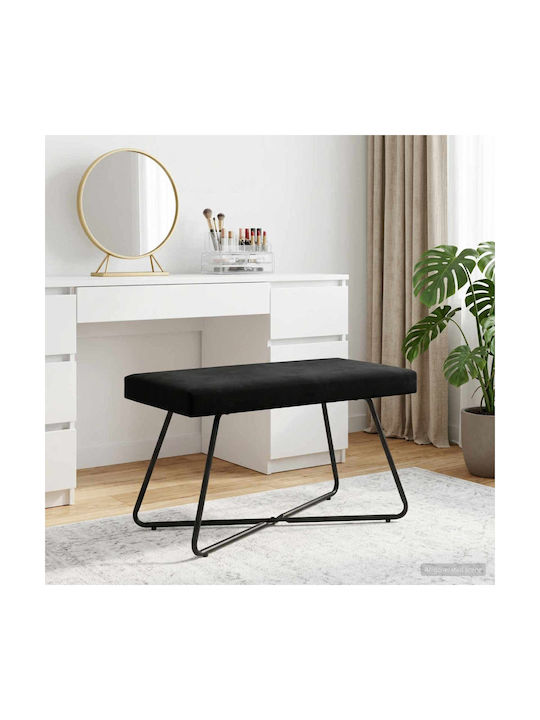 Samt Tabouret Schwarz 80x40x45cm