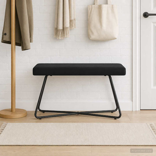 Samt Tabouret Schwarz 80x40x45cm