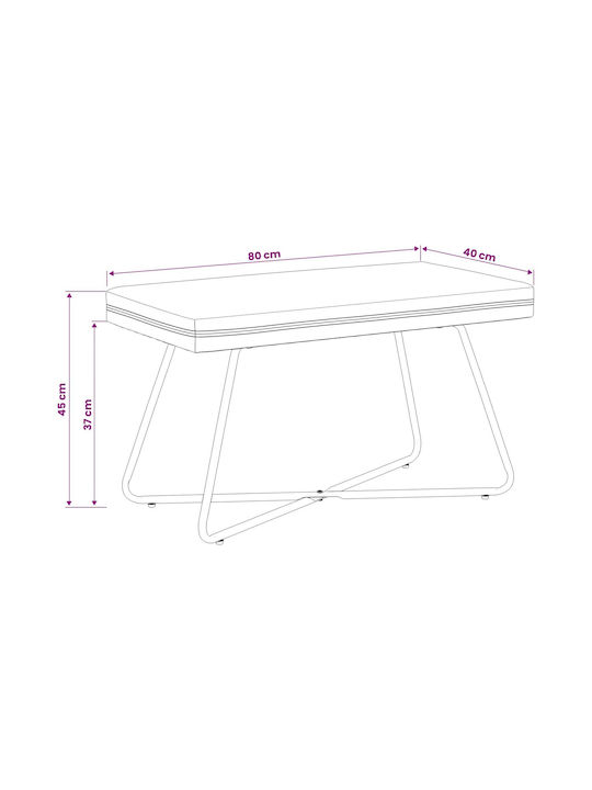 Samt Tabouret Schwarz 80x40x45cm