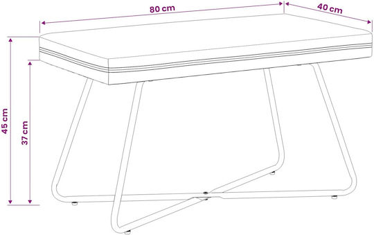 Samt Tabouret Schwarz 80x40x45cm
