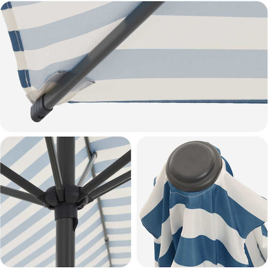 Circular Aluminum Garden Parasol Blue Diameter 3xHeight 2.28m