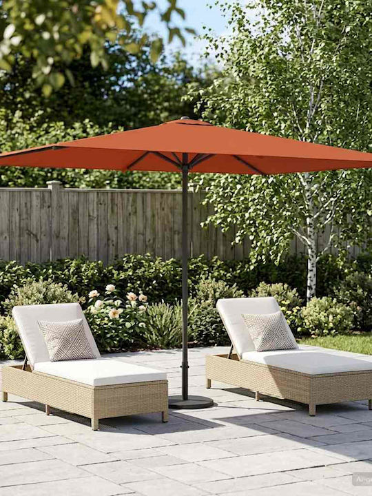 Circular Aluminum Garden Parasol Orange Diameter 3xHeight 2.23m