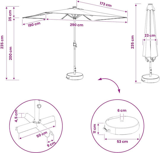 Aluminium Garten- und Terrassen-Sonnenschirm Beige 3x3xHöhe 2,35 m