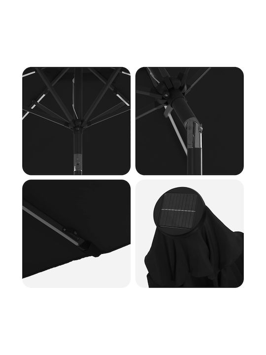Aluminum Garden Parasol Black 2.7x2.7xHeight 2.35m