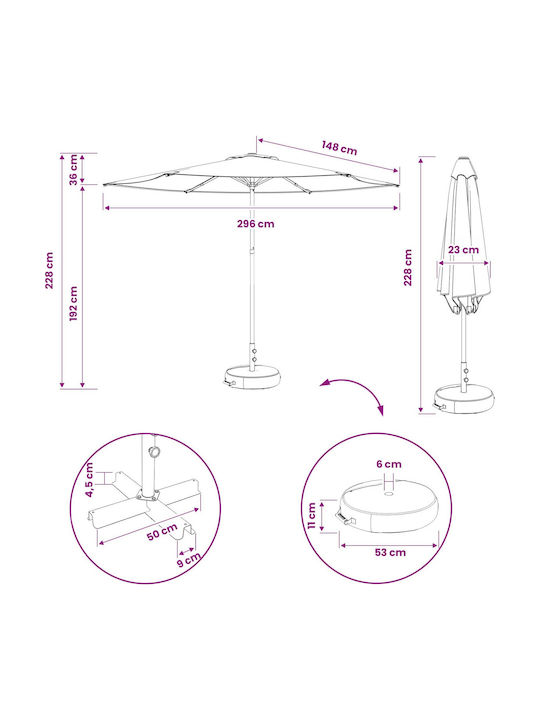 Rundschreiben Aluminium Gartenschirm Schwarz Φ3xΥ2.28m