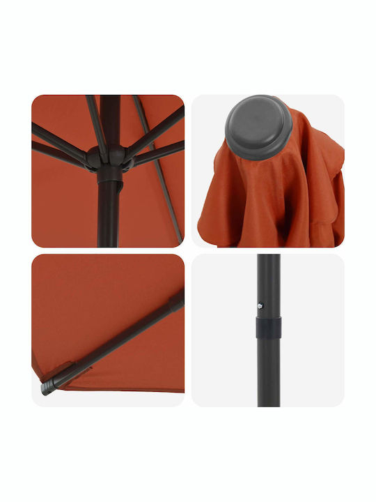 Umbrelă Rotundă Din Aluminiu Portocalie Φ3xÎnălțime2.23m
