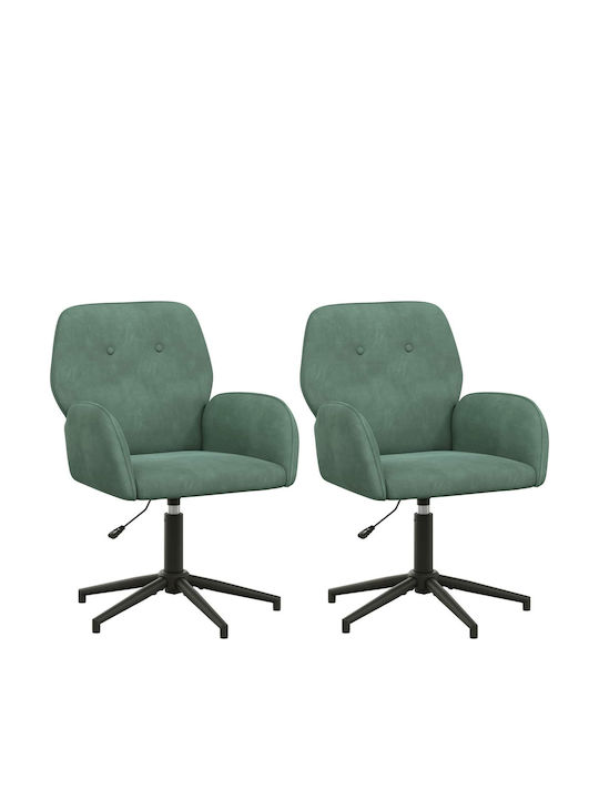 Swivel Visitor Chair with Arms in Green Colour 54x55x90cm 2 Pieces