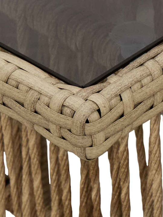 Outdoor Sitting Room Rattan Table Beige 100x55x37cm