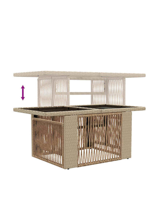 Outdoor Sitting Room Rattan Table Beige 100x55x37cm