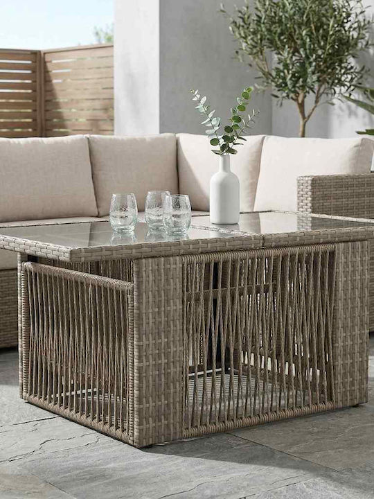 Outdoor Sitting Room Rattan Table Gray 100x55x37cm