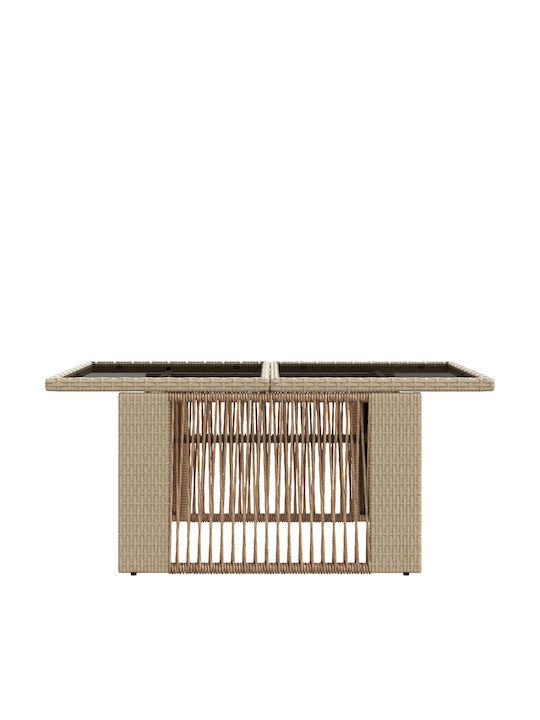 Outdoor Sitting Room Rattan Table Beige 100x55x37cm