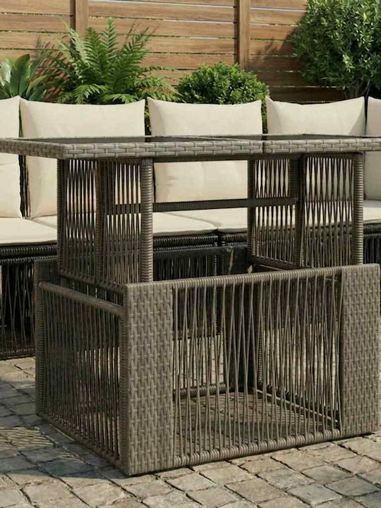 Outdoor Sitting Room Rattan Table Gray 100x55x37cm