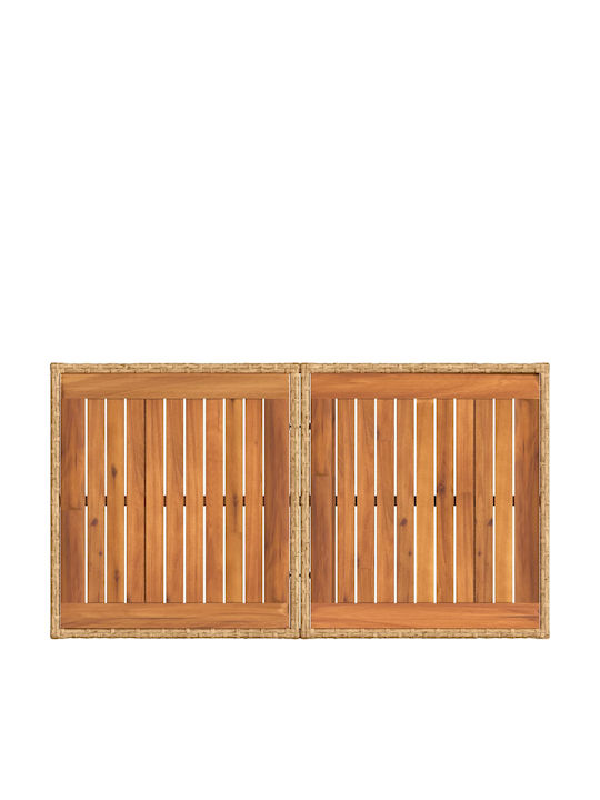 Outdoor Sitting Room Rattan Table Natural 100x55x37cm
