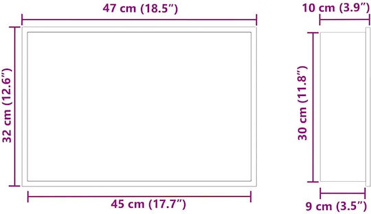 vidaXL Επιτοίχια Ραφιέρα Μπάνιου Μεταλλική 45x9.5x30cm Ασημί
