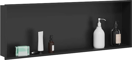 vidaXL Επιτοίχια Ραφιέρα Μπάνιου Μεταλλική 90x9.5x30cm Μαύρη
