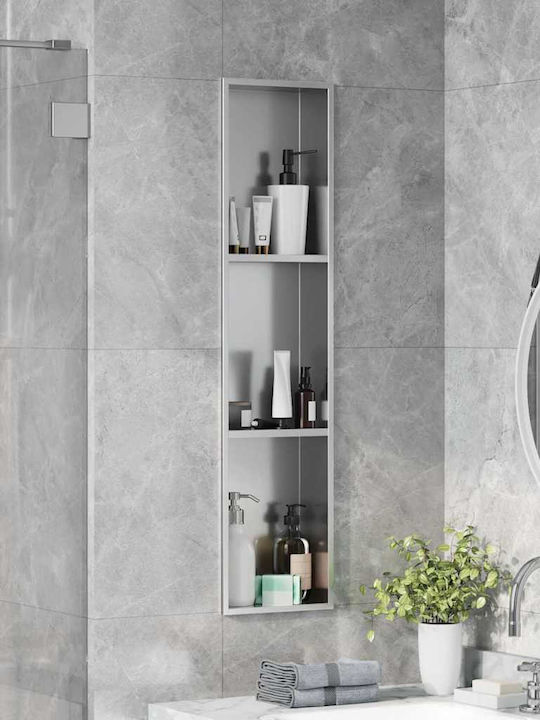 vidaXL Wall Mounted Bathroom Shelf Metallic 90x9.5x20cm Silver