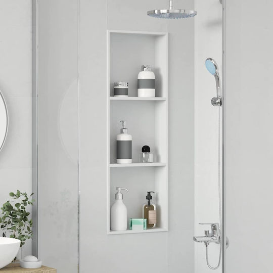 vidaXL Επιτοίχια Ραφιέρα Μπάνιου Μεταλλική 30x9.5x90cm Λευκή