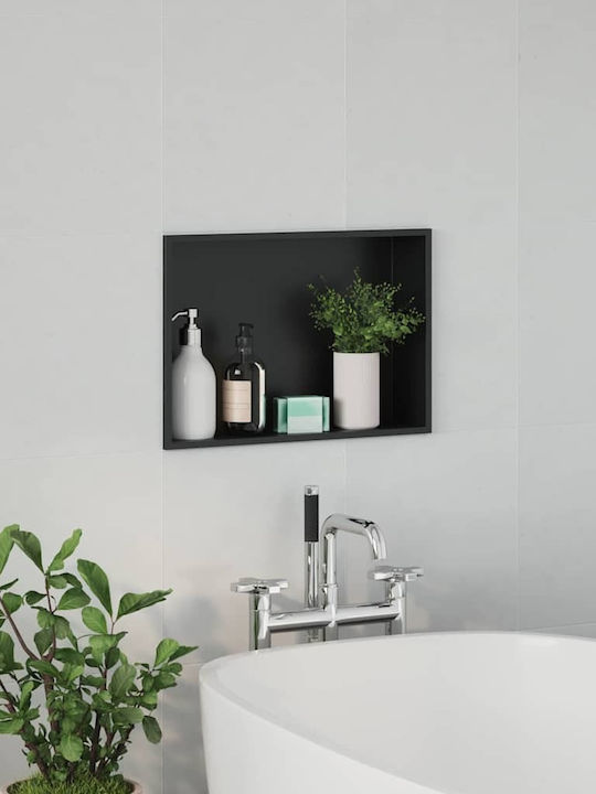 vidaXL Επιτοίχια Ραφιέρα Μπάνιου Μεταλλική 45x9.5x30cm Μαύρη