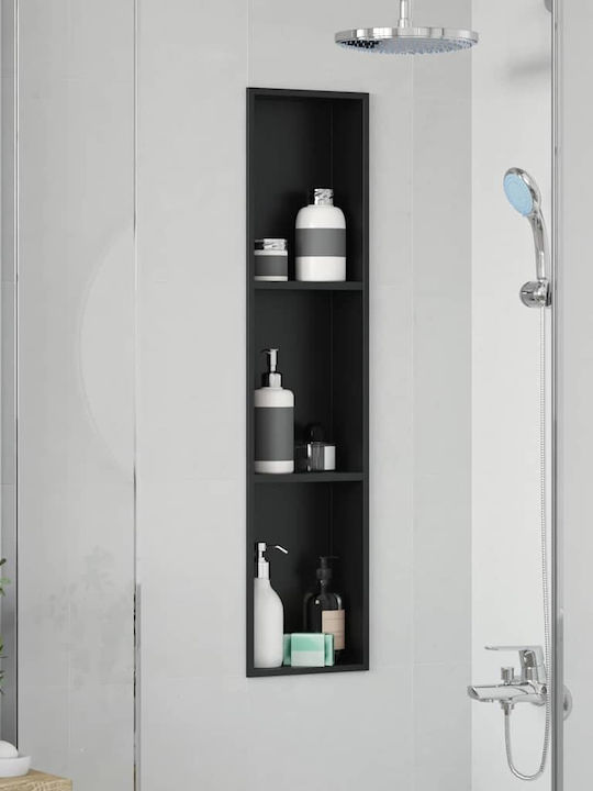 vidaXL Επιτοίχια Ραφιέρα Μπάνιου Μεταλλική 90x9.5x20cm Μαύρη