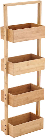 Estia Essentials Επιδαπέδια Ραφιέρα Μπάνιου Bamboo με 4 Ράφια 35x30x100cm Μπεζ