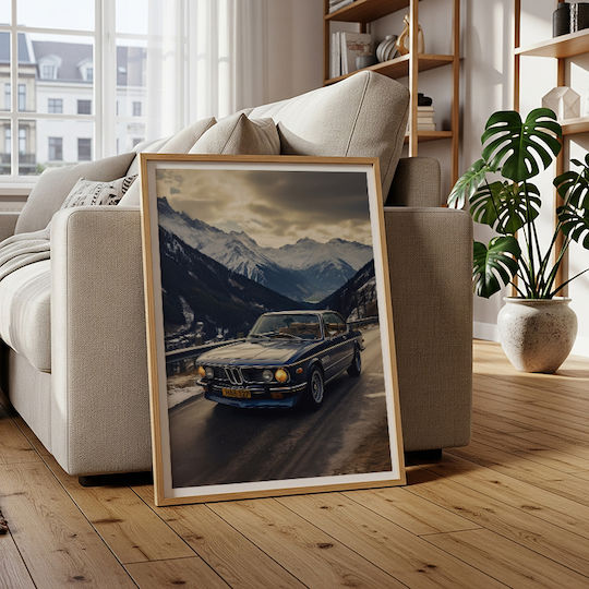 Poster BMW E9 Coupé Cr067 40cm X 50cm Premium Black Wooden Frame