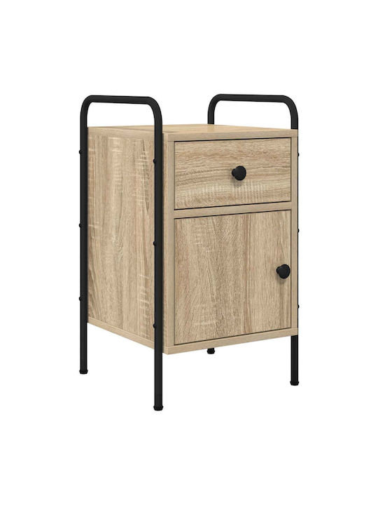 Wooden Bedside Tables with Metal Legs Beige 2 Pieces 35x36.5x61cm